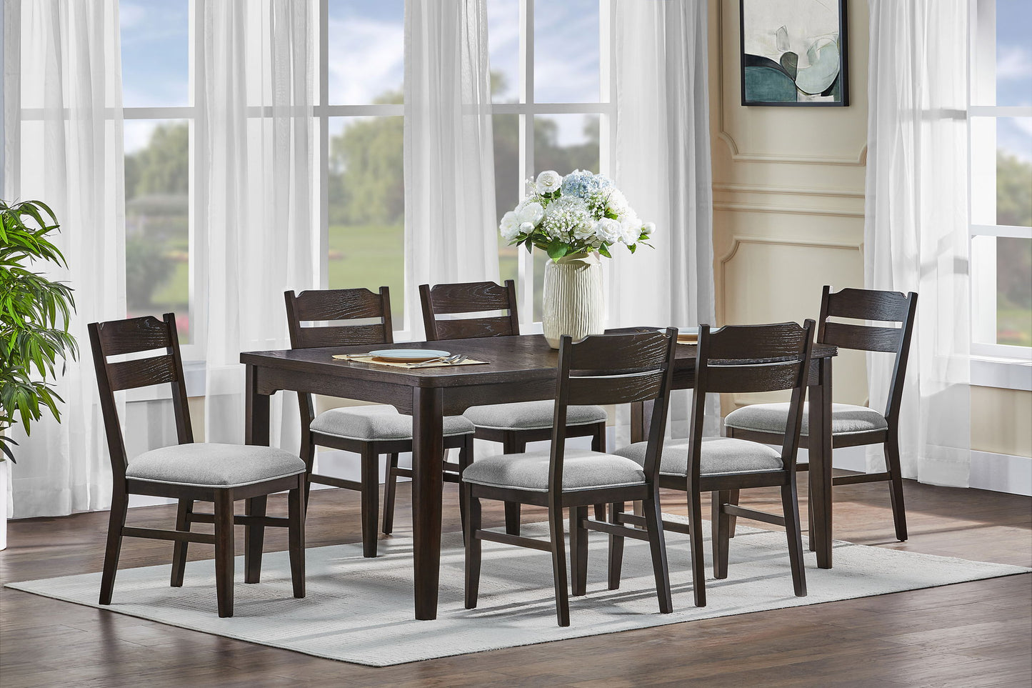 Higgins - Dining Table - Dark oak Crown Mark