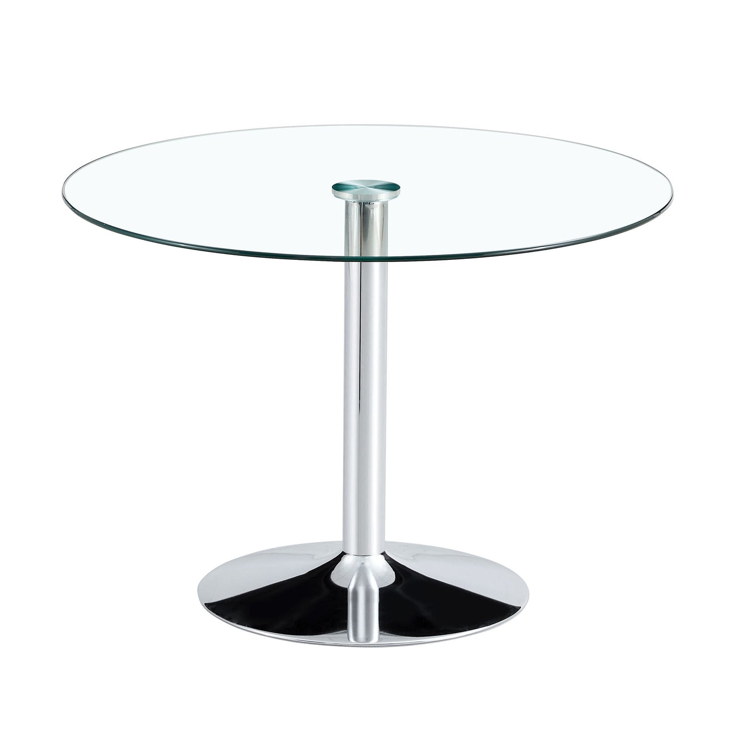 Modern Minimalist Circular Dining Table With Glass Top And Electroplated Metal Legs For Restaurants And Living Rooms - Silver / Transparent Home Essentials