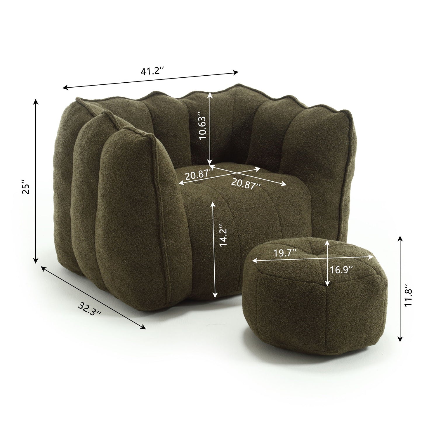 Soft Chenille Bean Bag Chair With High Resilient Foam Home Essentials