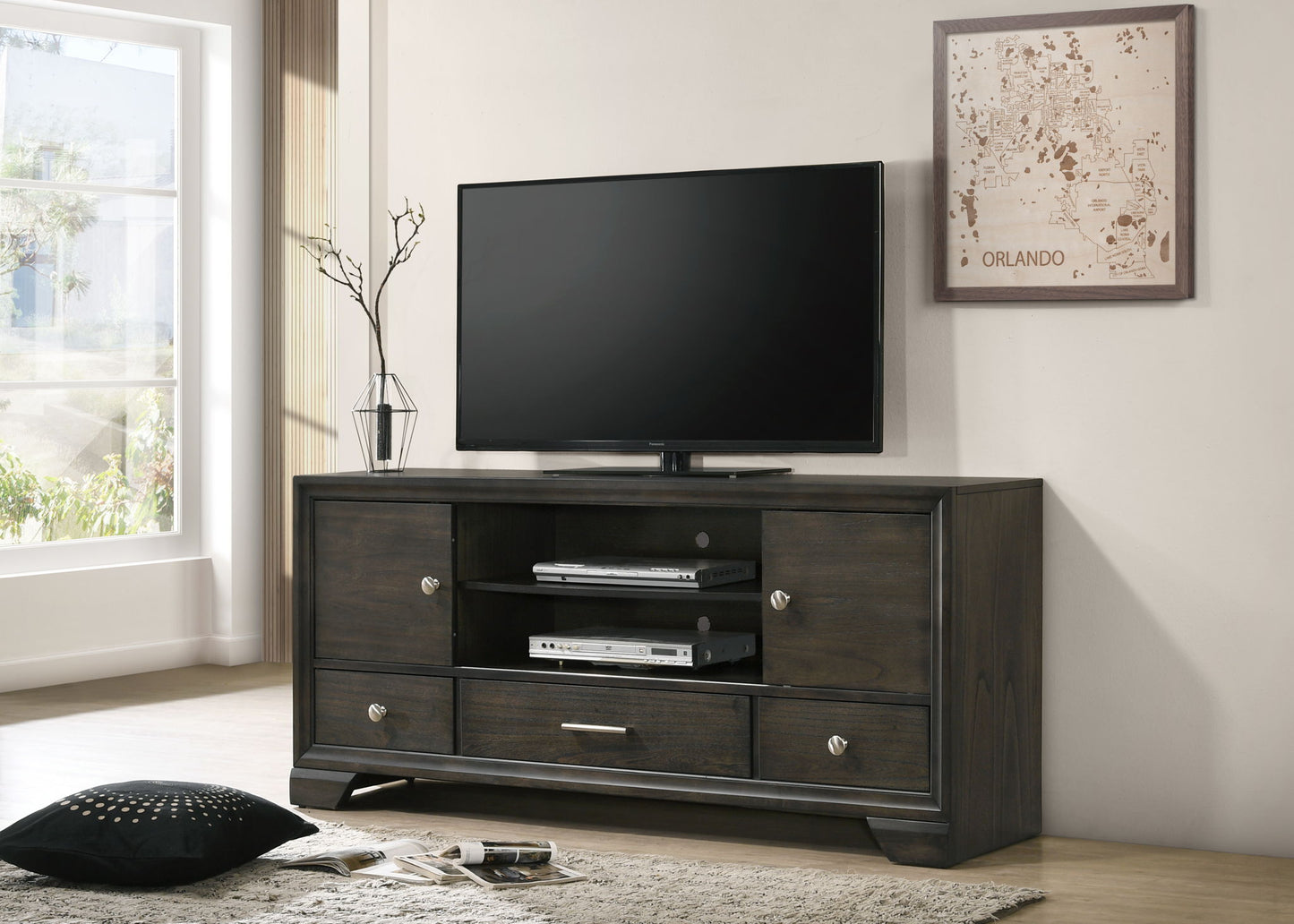 Jaymes - TV Stand - Gray Crown Mark