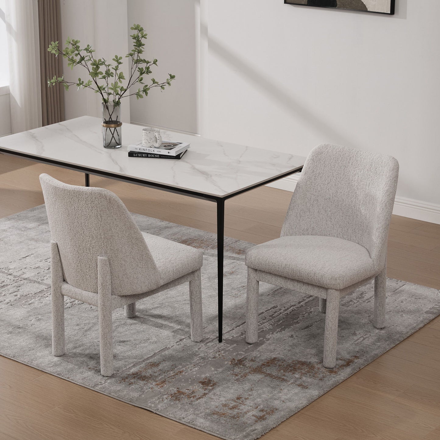 Wide Minimalist Dining Chair (Set of 2) Home Essentials