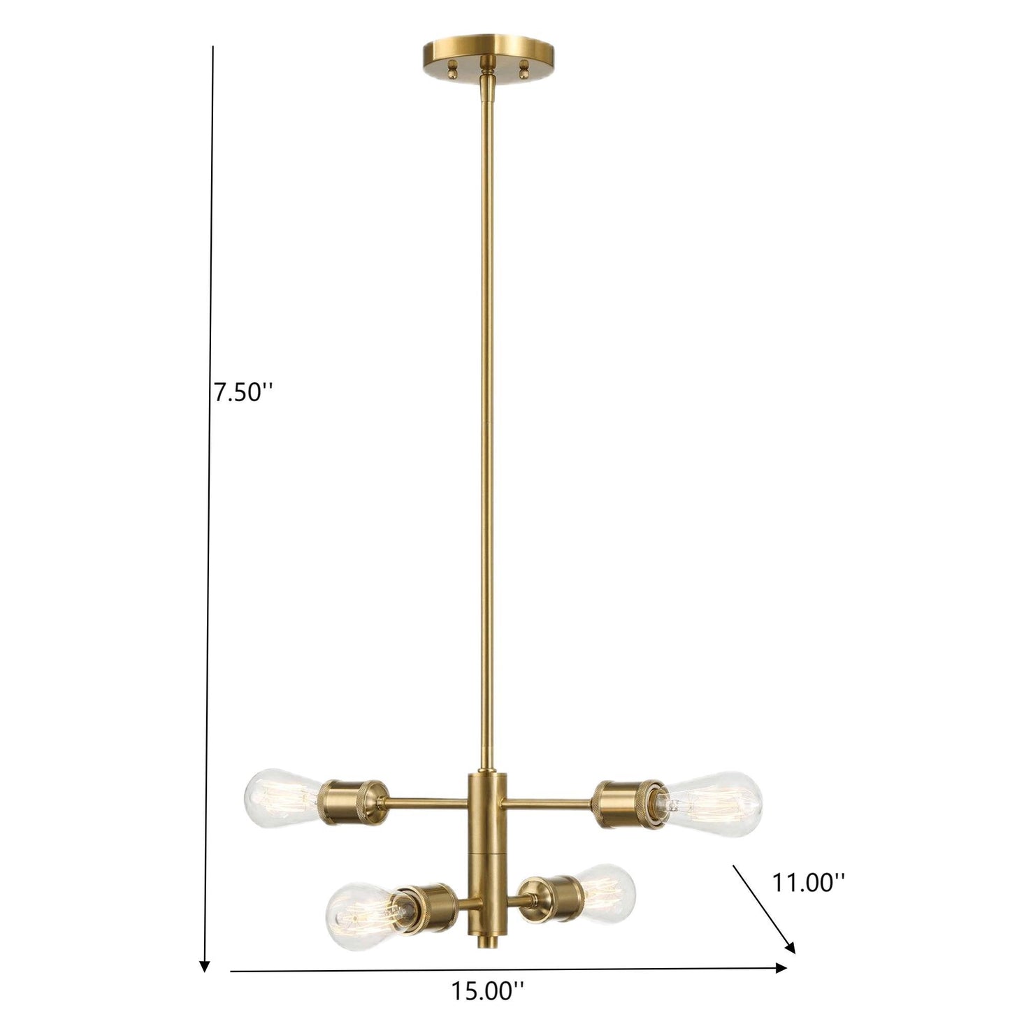 Trellis - 4 Lights Modern Gold Chandelier Vintage Pendant Fixture For Living Room - Clear / Gold Ashcroft Furniture
