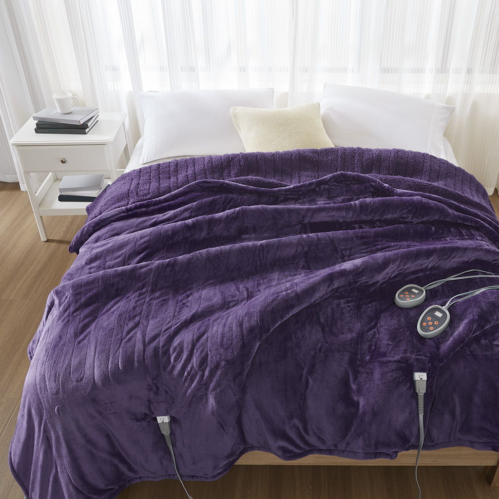 Heated Microlight to Berber - Blanket - Purple Beautyrest