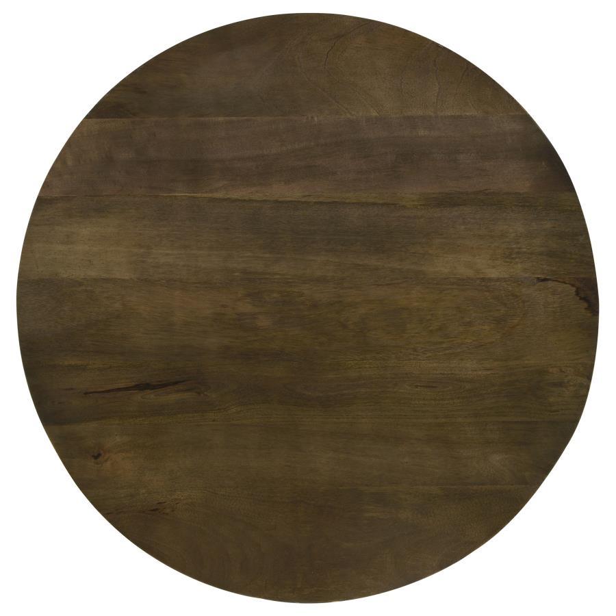 Yaritza - Round Mango Wood Coffee Table - Natural And Gunmetal CoasterEssence