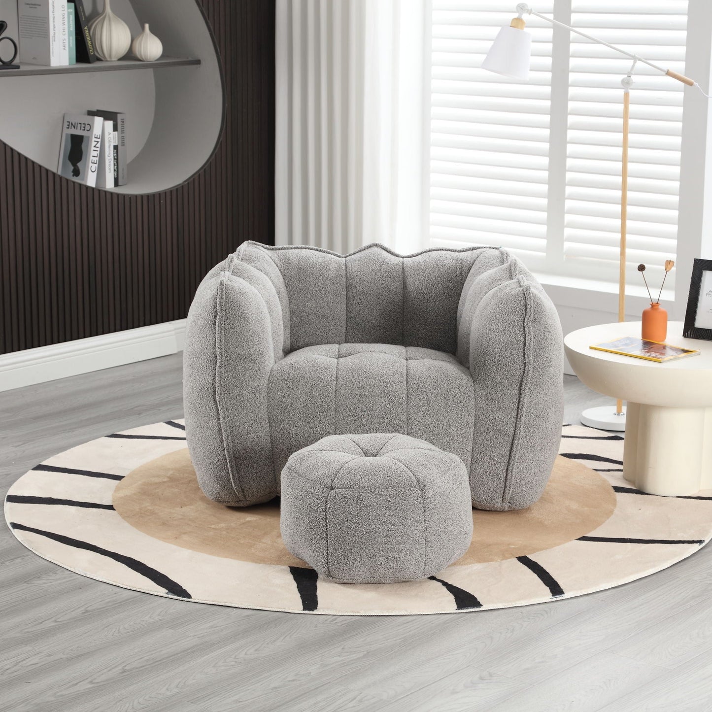 Soft Chenille Bean Bag Chair With High Resilient Foam Home Essentials