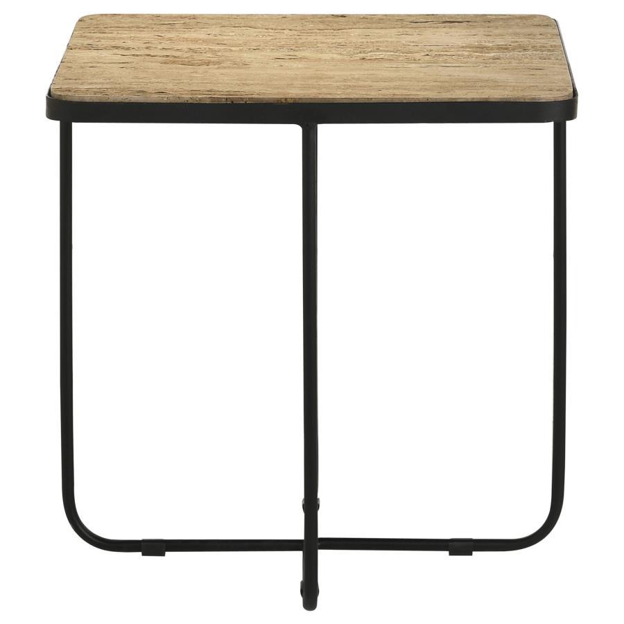 Elyna - Square Stone Top Accent Side Table - Beige CoasterEssence