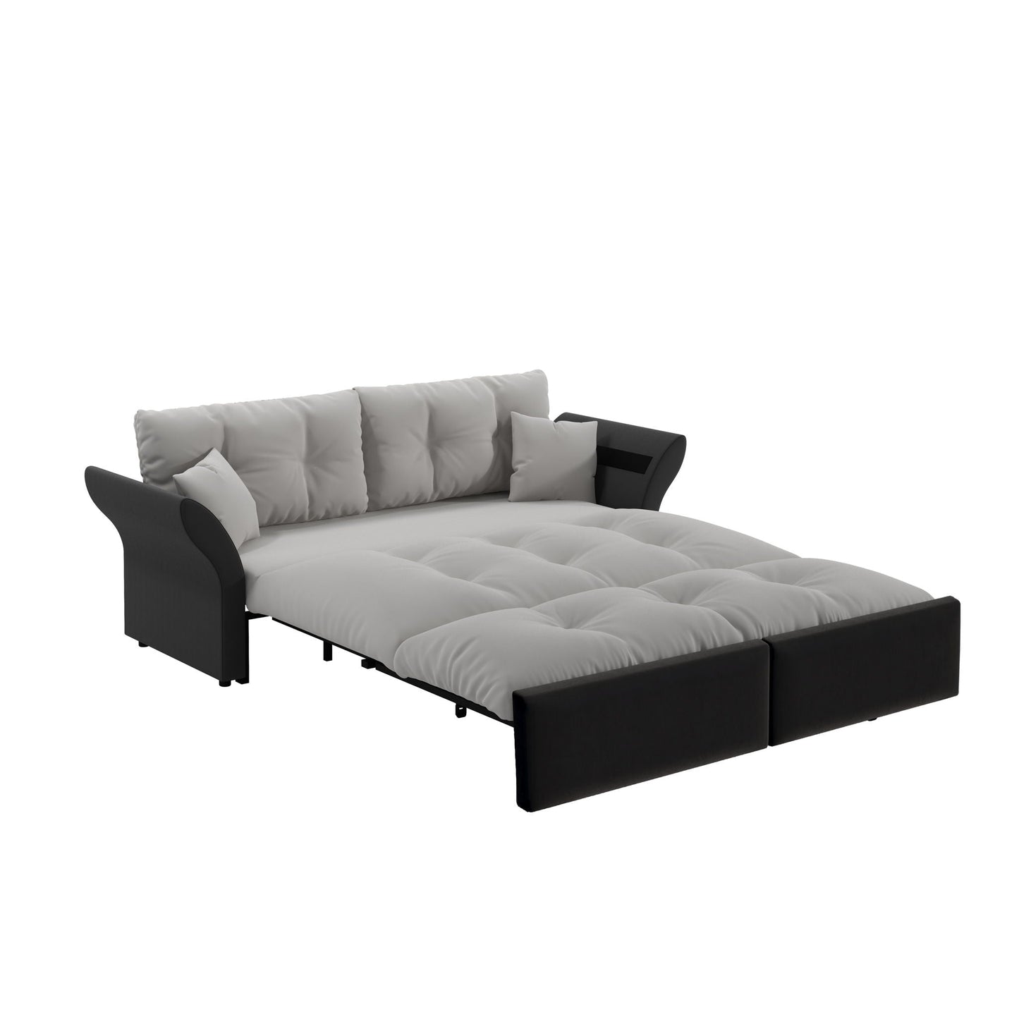 Queen Pull Out Sofa Bed, 3 In 1 Convertible Sleeper Tufted With 2 Soft Pillows Home Essentials