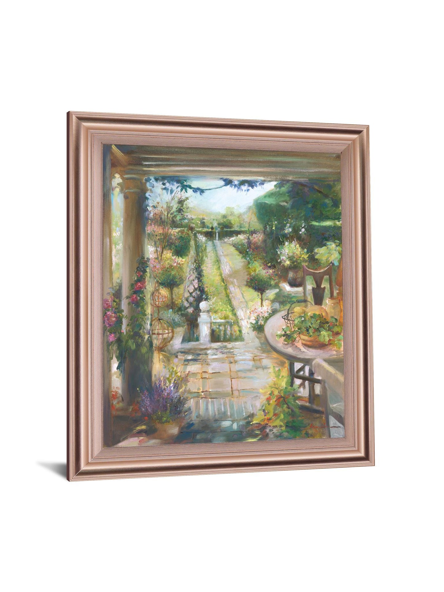 Sunlit Garden Retreat - 34" x 28" Framed Wall Art Classy Art