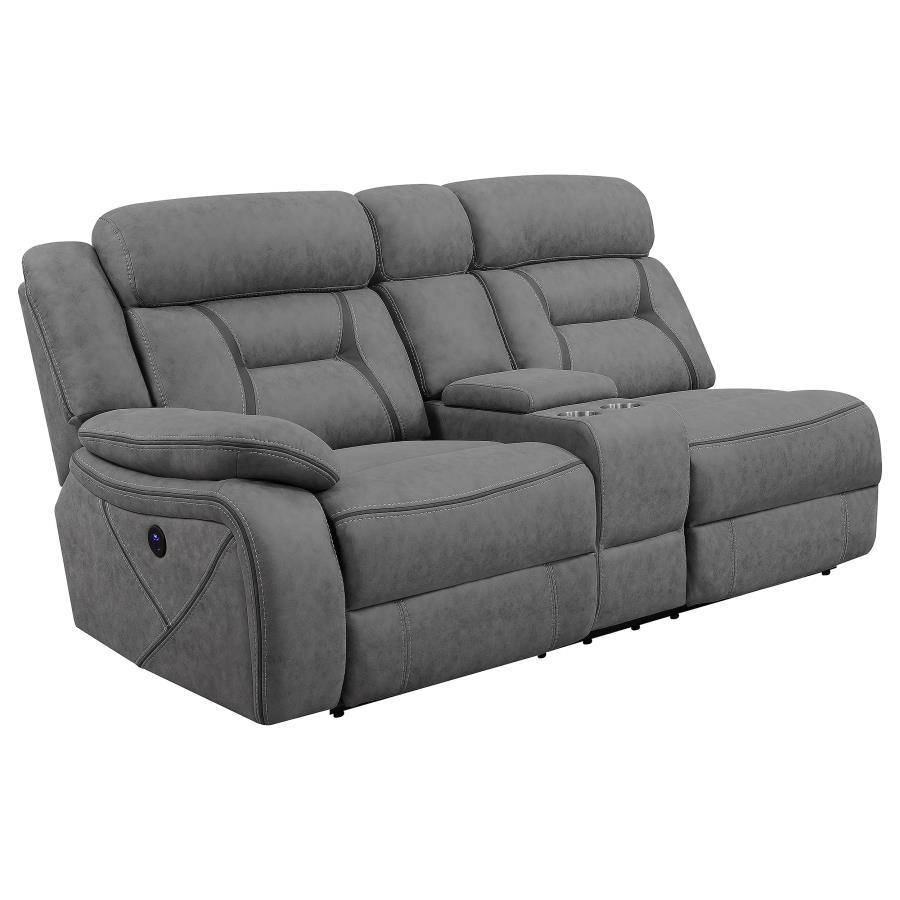 Higgins - Upholstered LAF Power Loveseat - Gray CoasterEssence