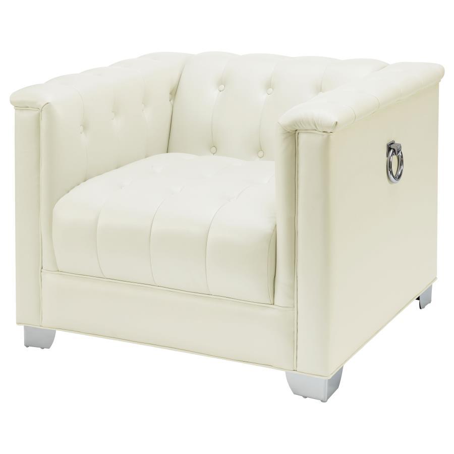 Chaviano - Upholstered Track Arm Accent Chair - Pearl White CoasterElevations