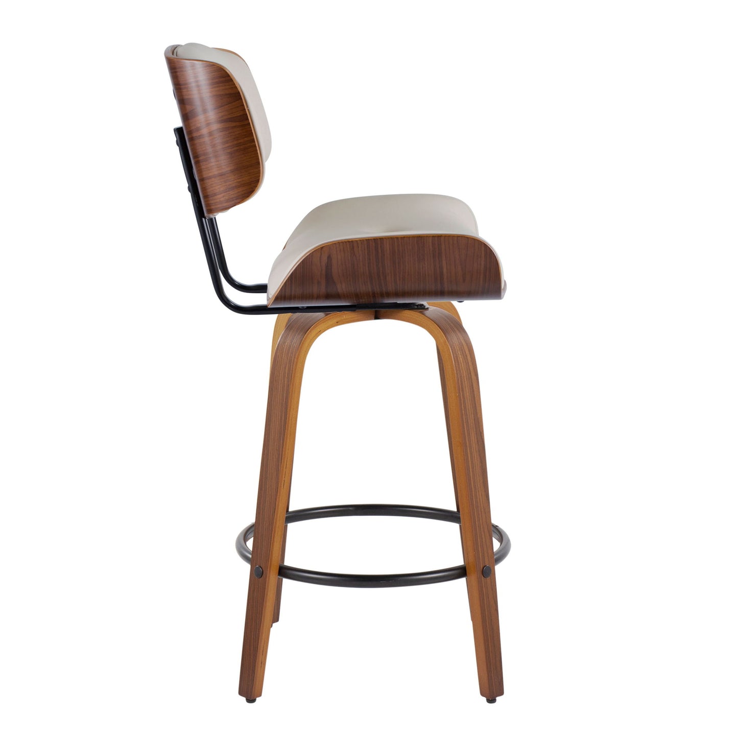 Lombardi - Mid-Century Modern Fixed Height Counter Stool With Swivel With Round Footrest (Set of 2) Lumi Source