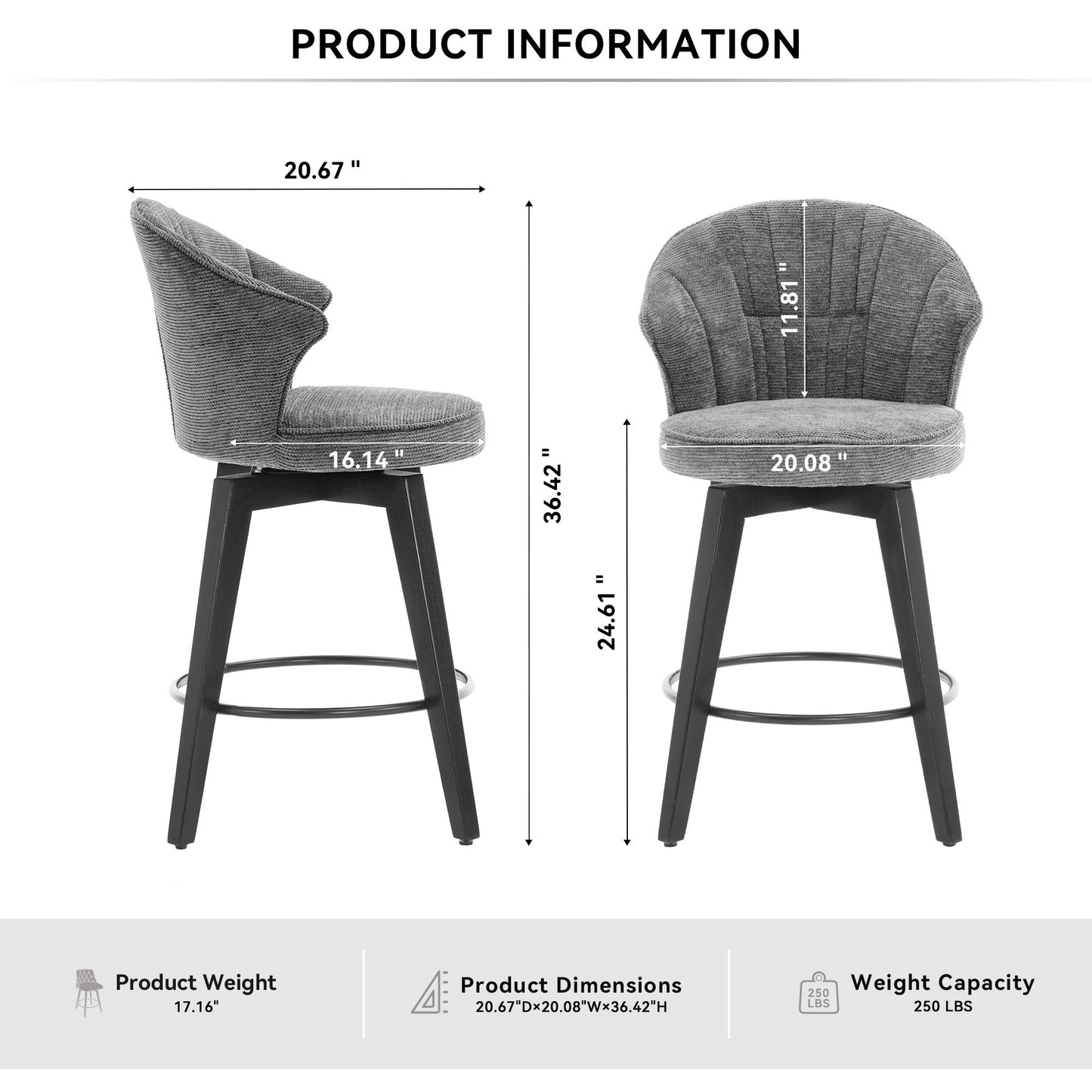 Wing Back Swivel Bar Stools (Set of 2) Home Essentials