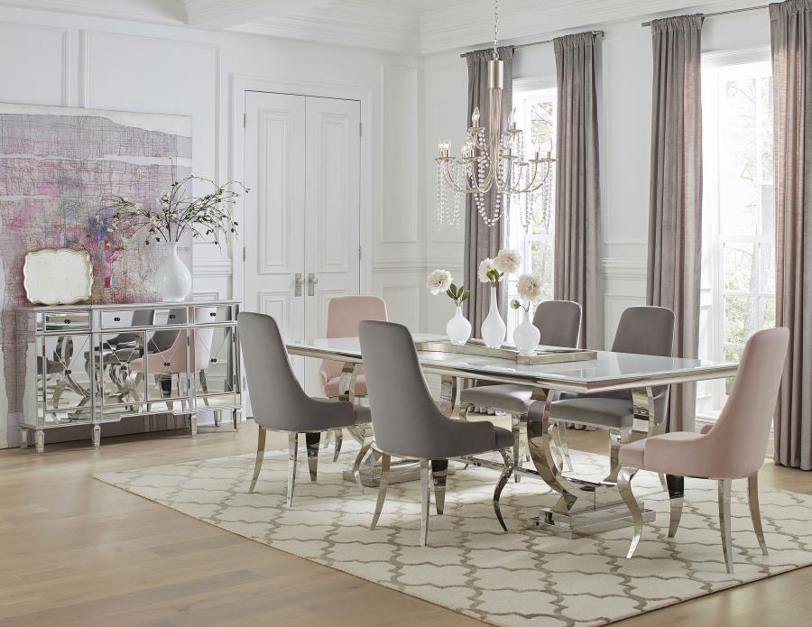 Antoine - Rectangle Glass Top Dining Table Set CoasterElevations