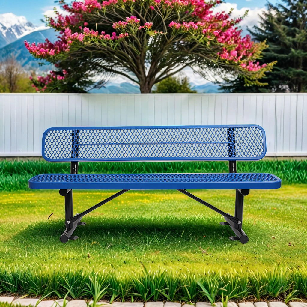 Outdoor Steel Bench With Backrest Home Essentials