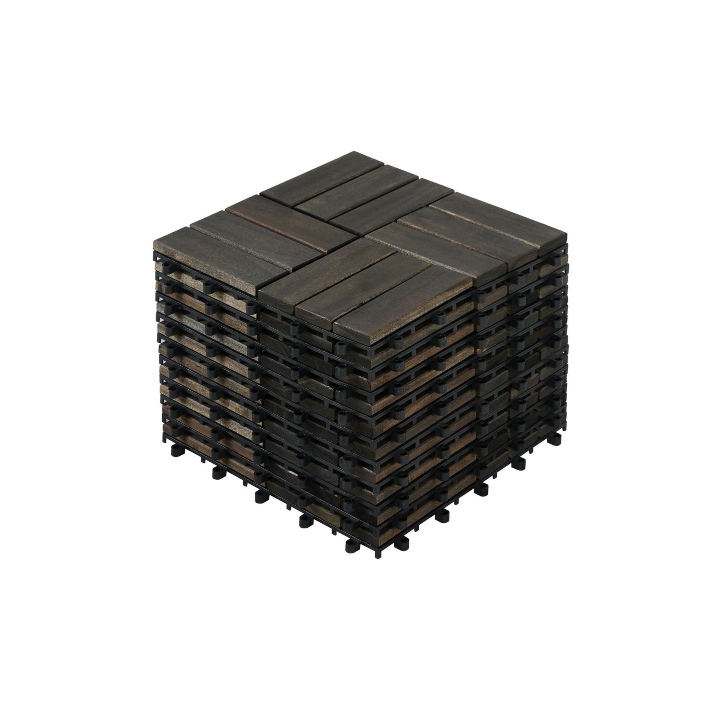 Acacia Wood Interlocking Deck Tiles Checker Pattern For Outdoor Flooring Daily Nest