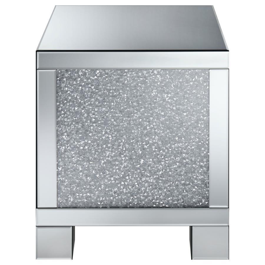 Gillian - Rectangular Mirrored Acrylic Side End Table - Silver CoasterElevations