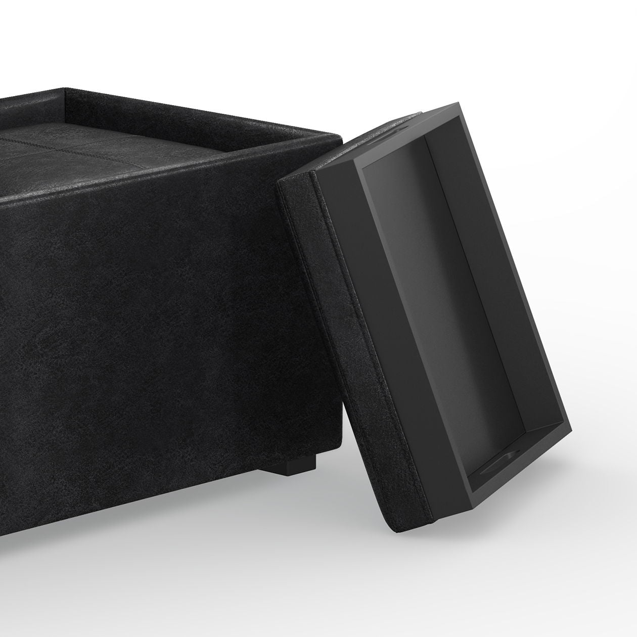 Avalon - 5 Piece Storage Ottoman - Distressed Black Simpli-Home