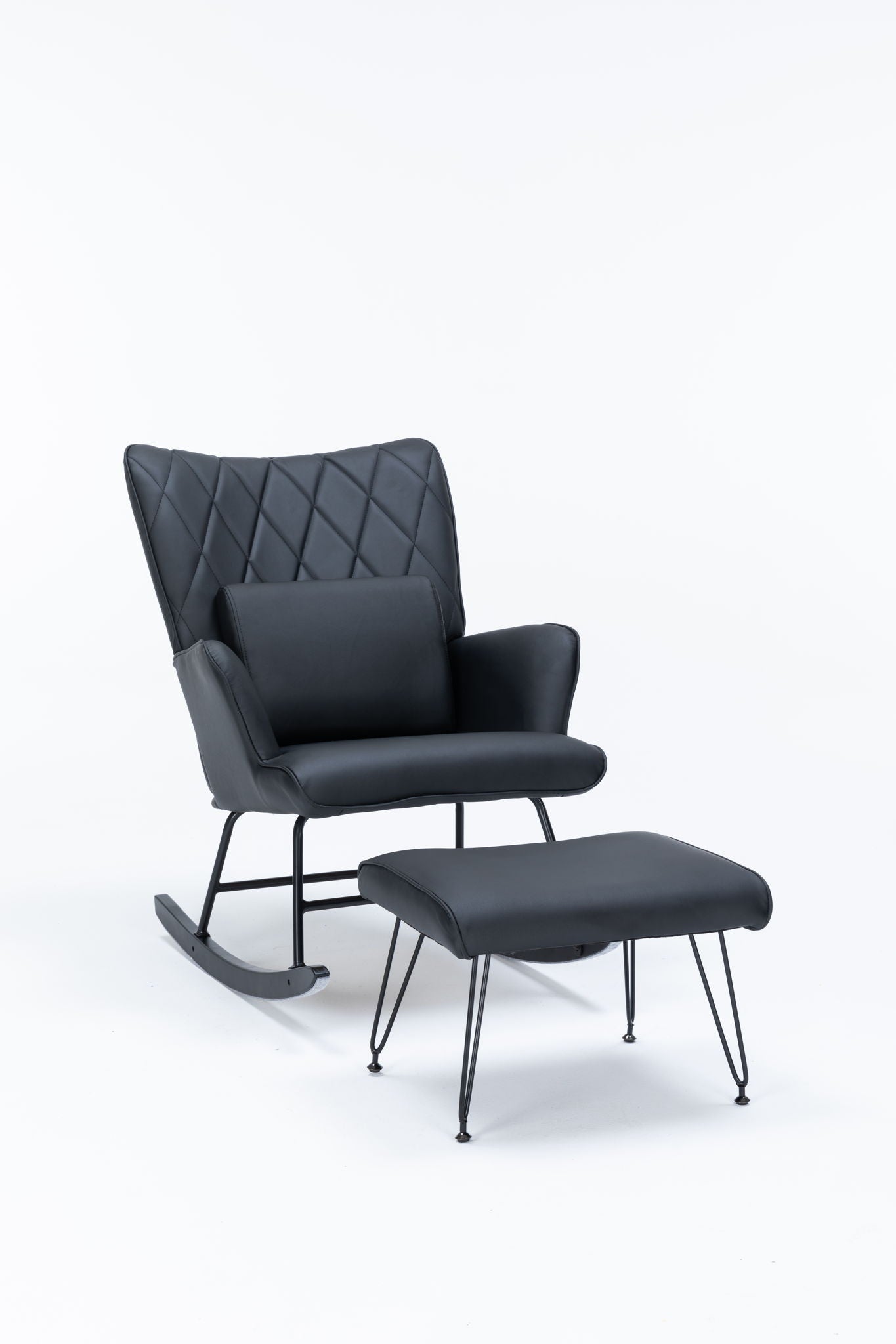 Rocking Accent Chair With Lumbar Pillow And Ottoman Home Essentials