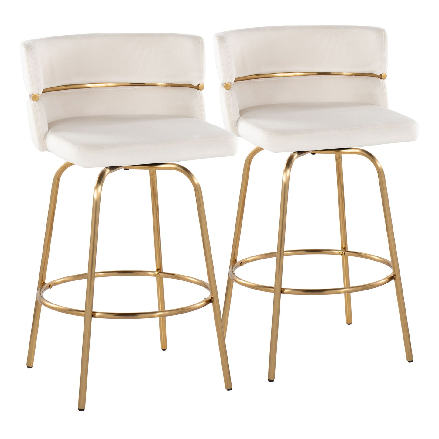 Cinch - Glam / Art Deco Fixed Height Counter Stool With Swivel With Round Footrest (Set of 2) Lumi Source