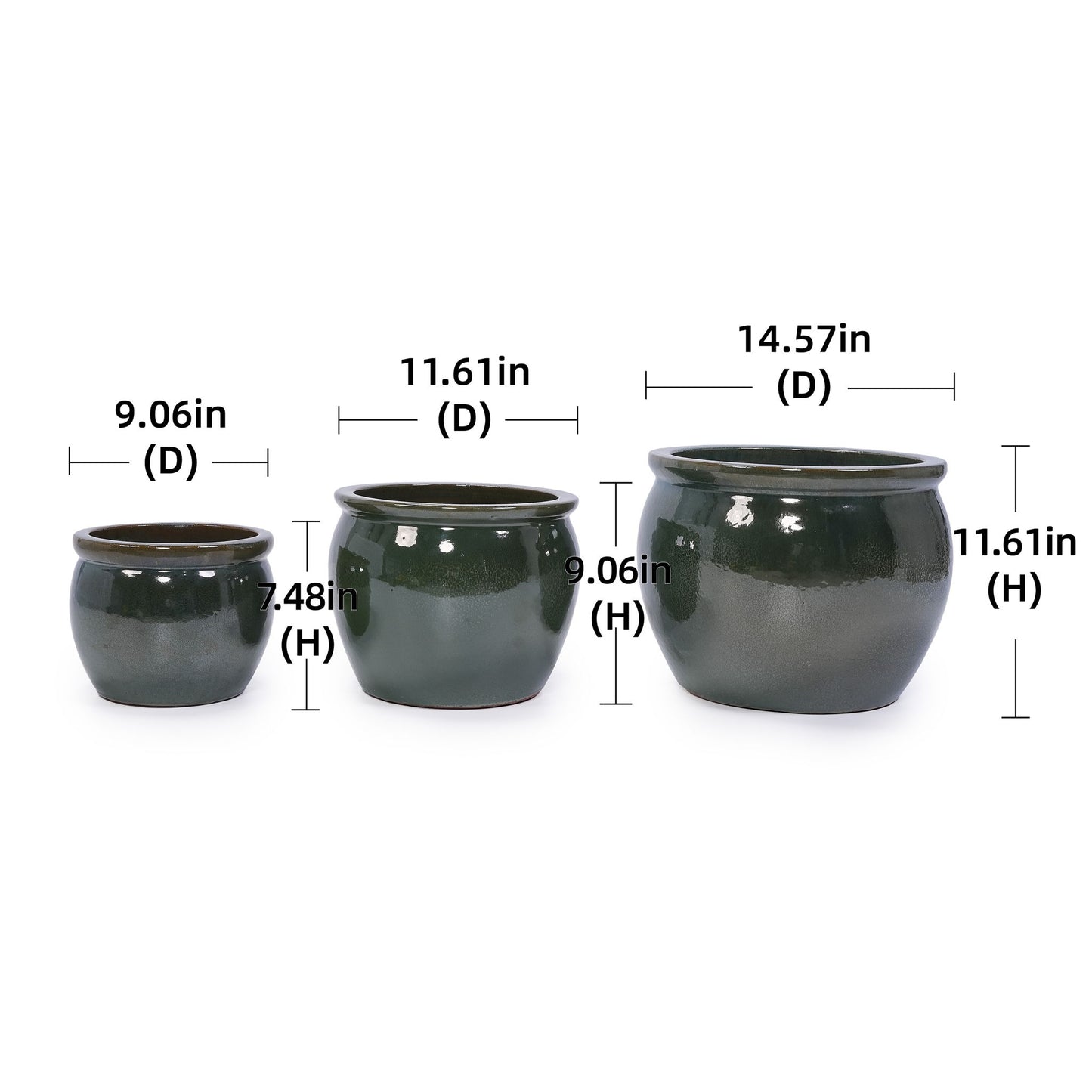 3 Pieces Ceramic Flowerpot, Planter For Patio, Garden Or Windowsills Daily Nest