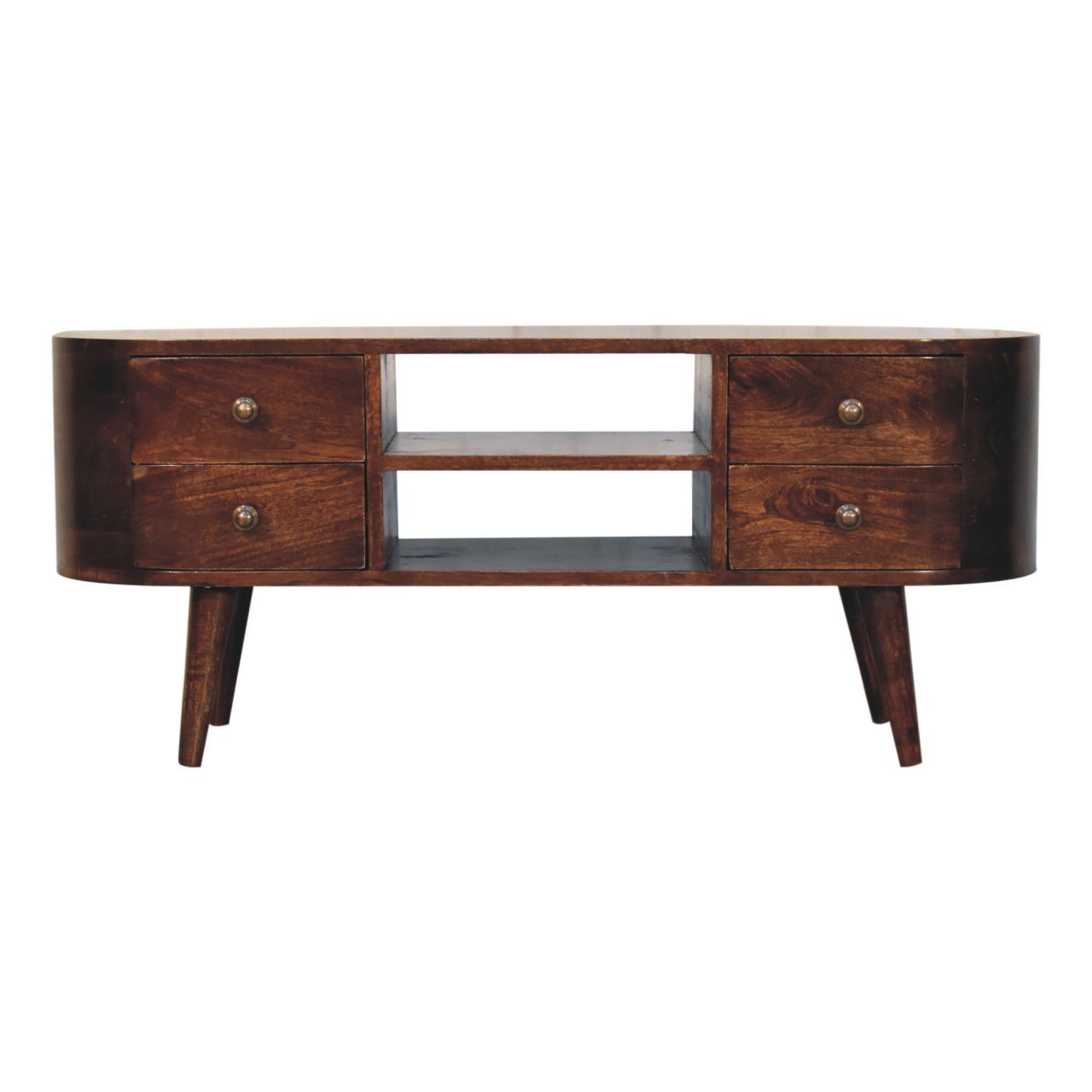 Solid Wood Rounded Entertainment Unit Artisan Furniture