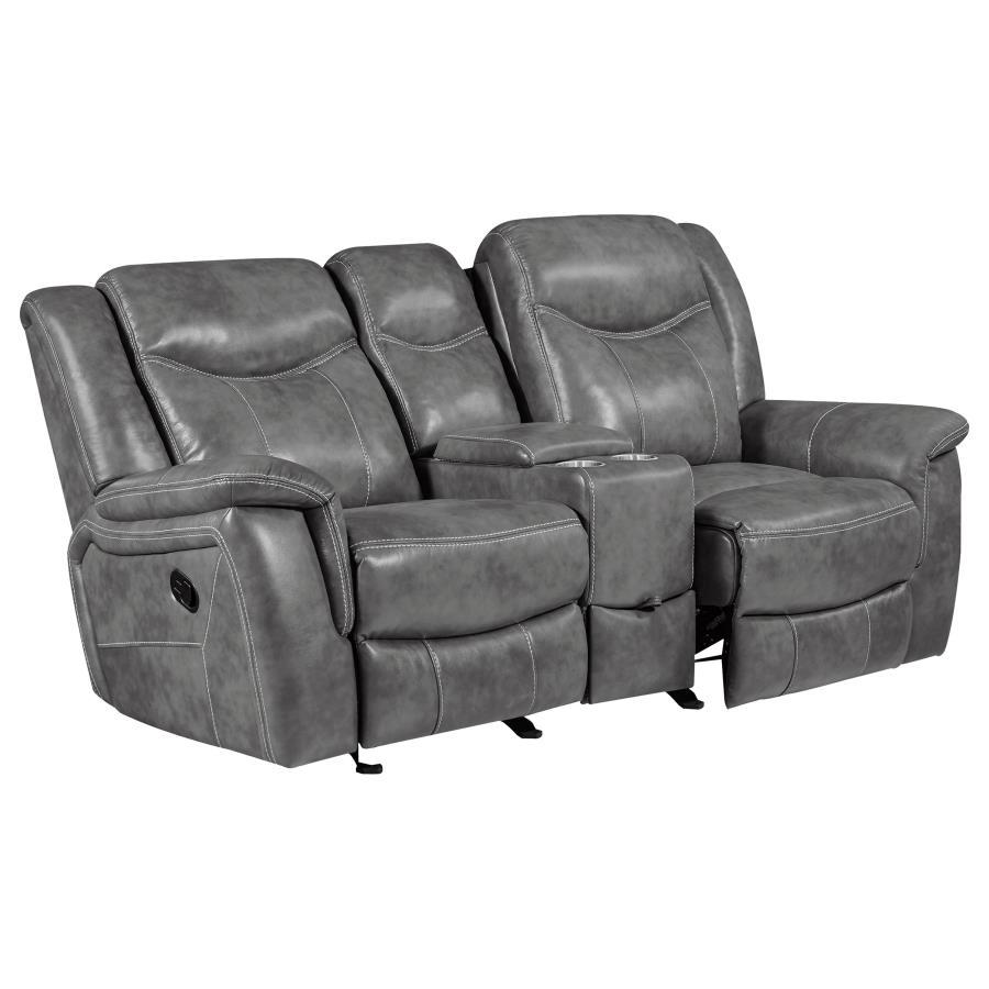 Conrad - Upholstered Padded Arm Glider Loveseat - Gray CoasterEveryday