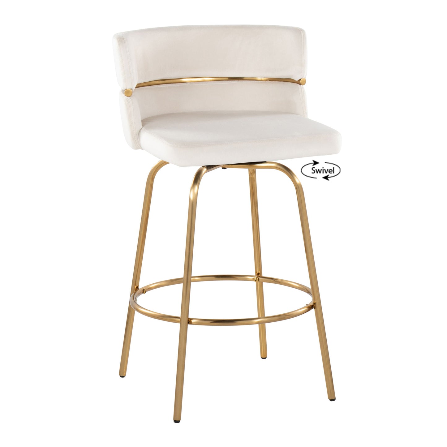 Cinch - Glam / Art Deco Fixed Height Counter Stool With Swivel With Round Footrest (Set of 2) Lumi Source