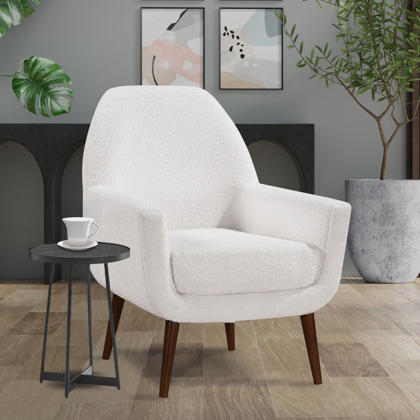 Ranlo - Round Accent Table With Geometric Legs - Black Home Essentials