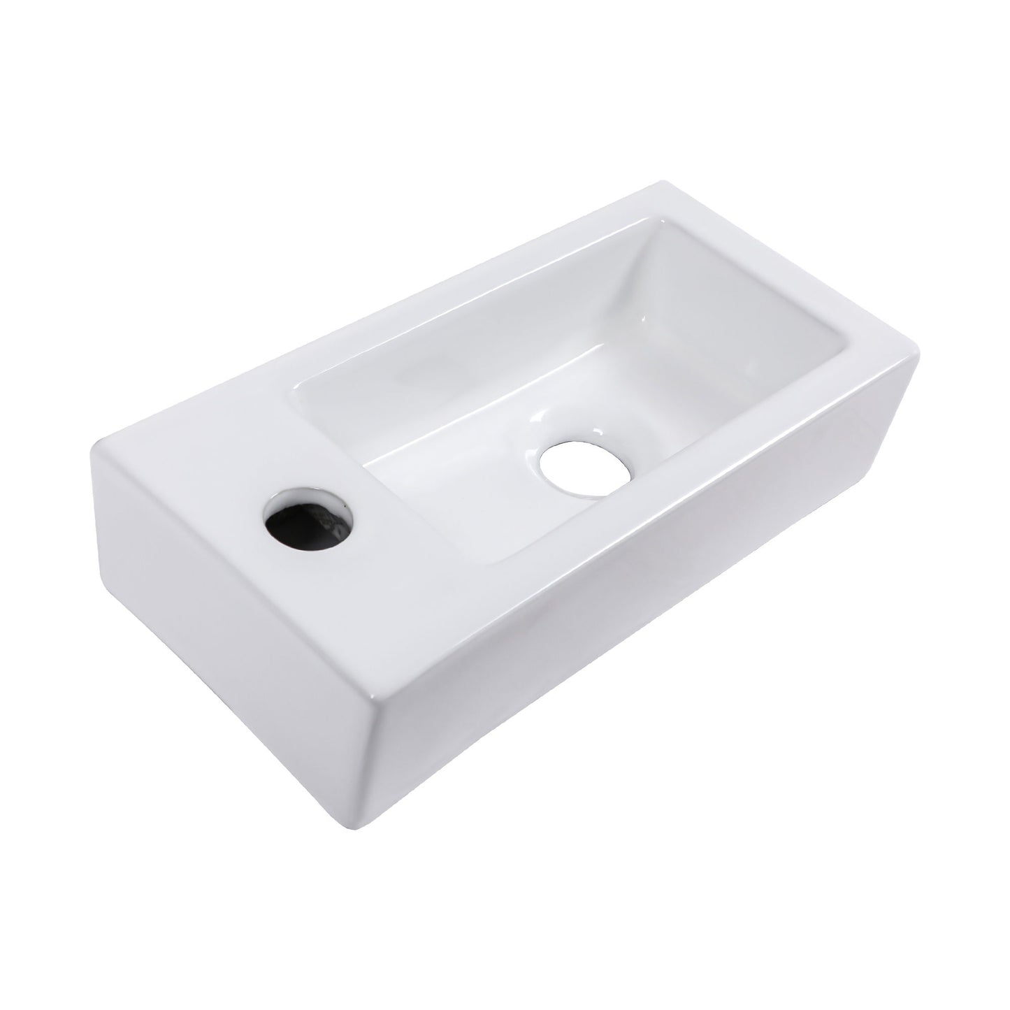Modern Ceramic Rectangle Wall Mount Bathroom Sink With Single Faucet Hole Daily Nest