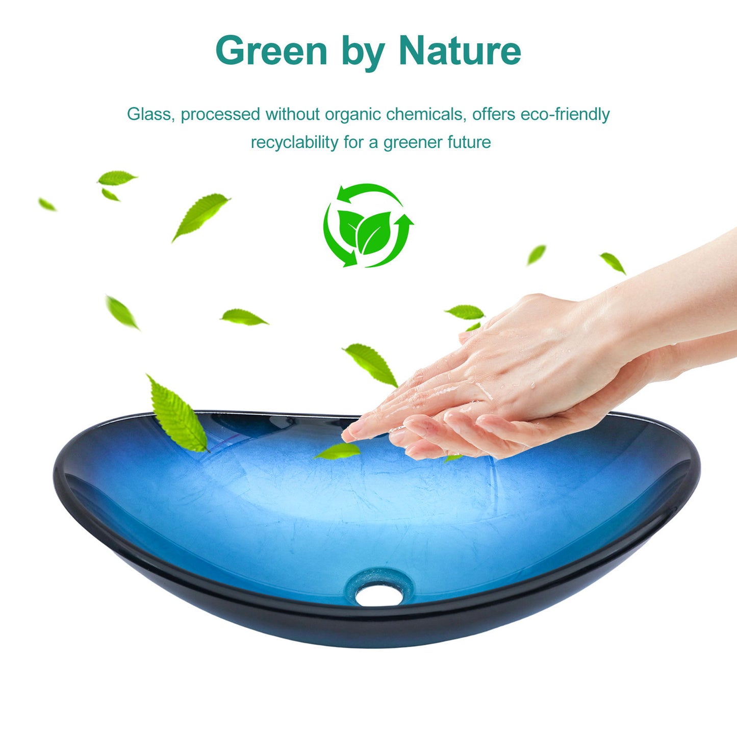 Tempered Glass Vessel Sink With Boat Shape Pop-Up Drain Daily Nest
