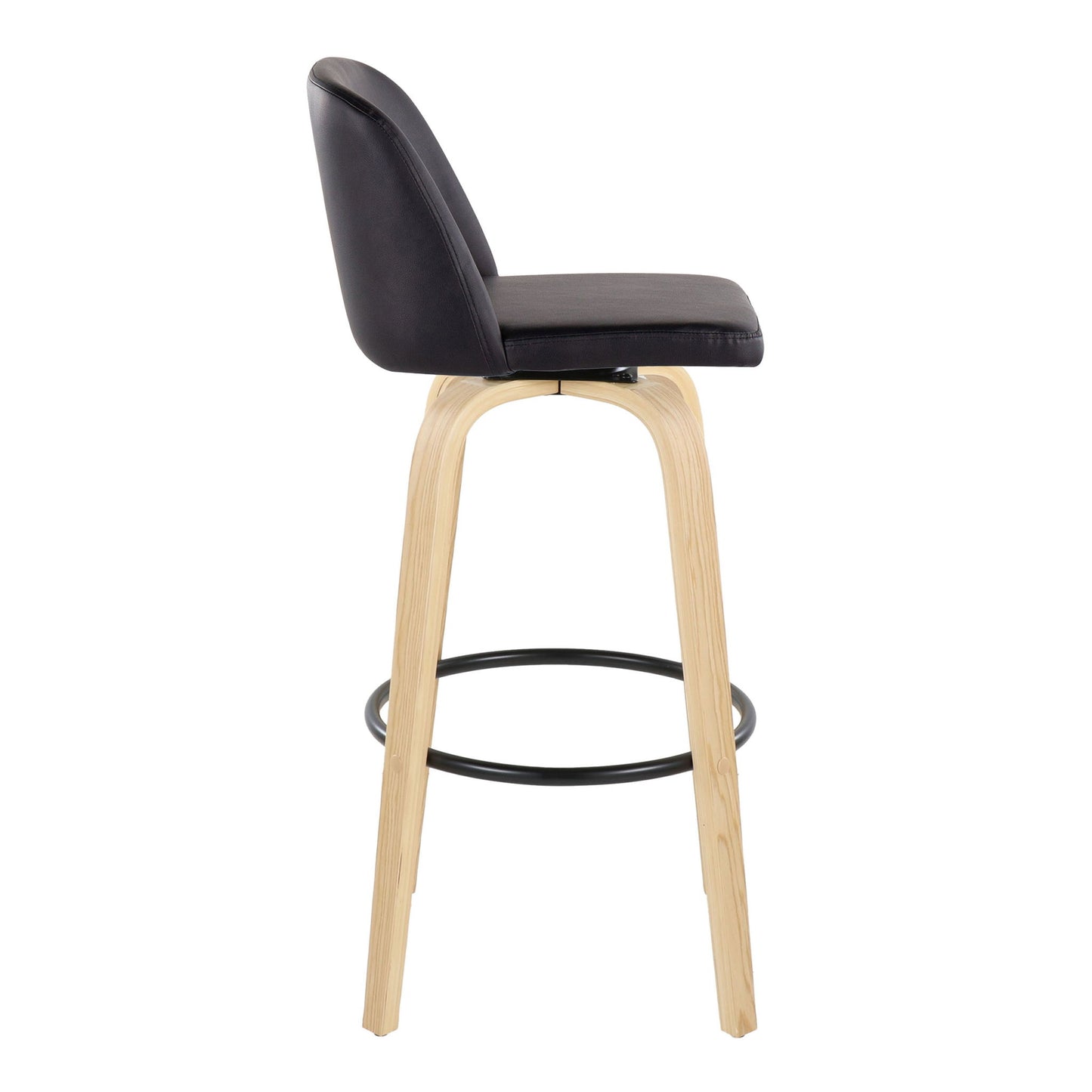 Toriano - Contemporary Fixed Height Barstool Swivel And Round Footrest (Set of 2) Lumi Source