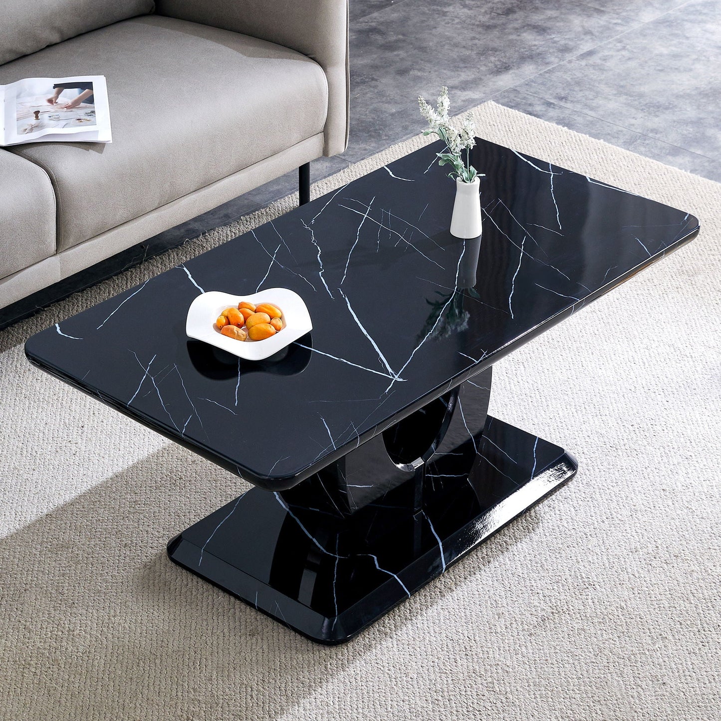 Modern Minimalist Pattern Sticker Rectangular Coffee Table With Elegant Design And Moderate Size Home Essentials