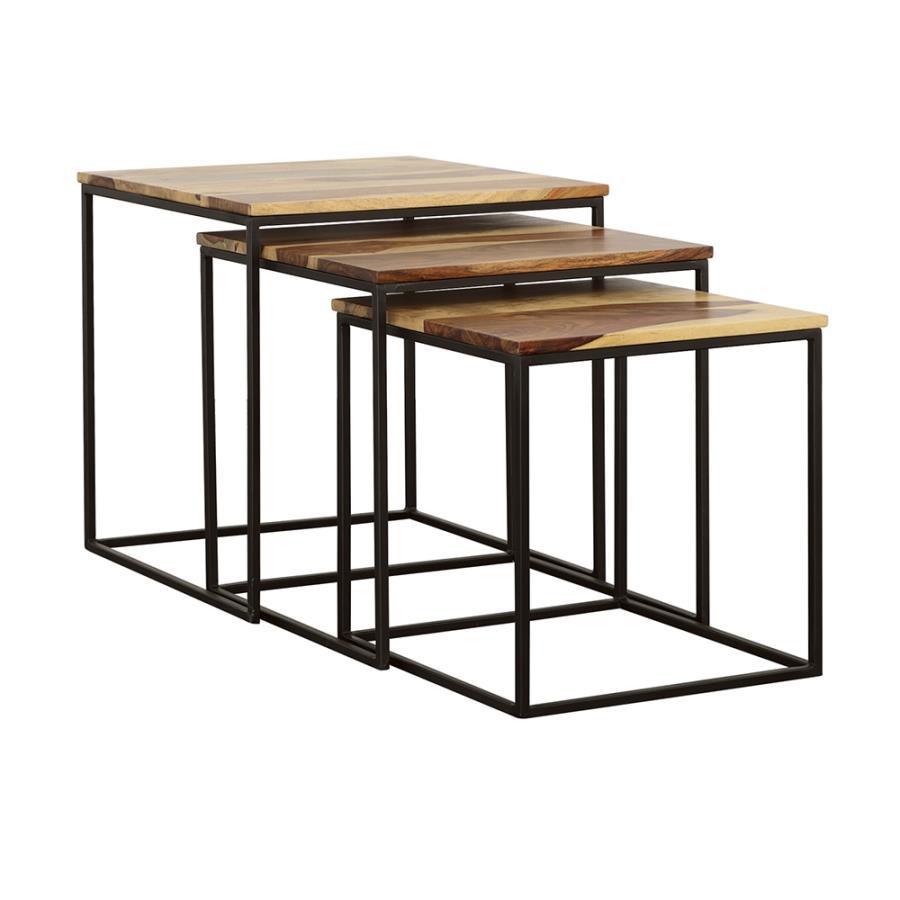 Belcourt - 3 Piece Square Nesting Tables - Natural And Black CoasterElevations