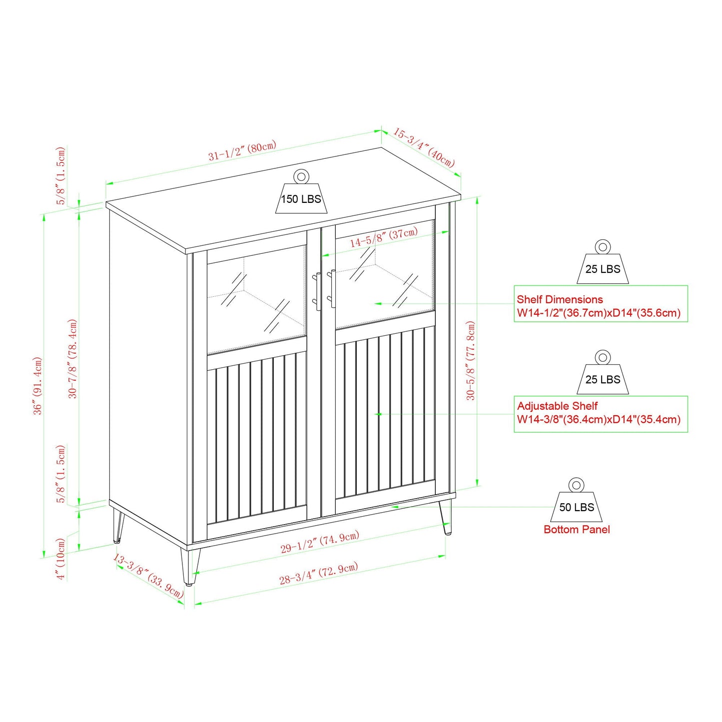 Modern Grooved Door Accent Cabinet Walker Edison
