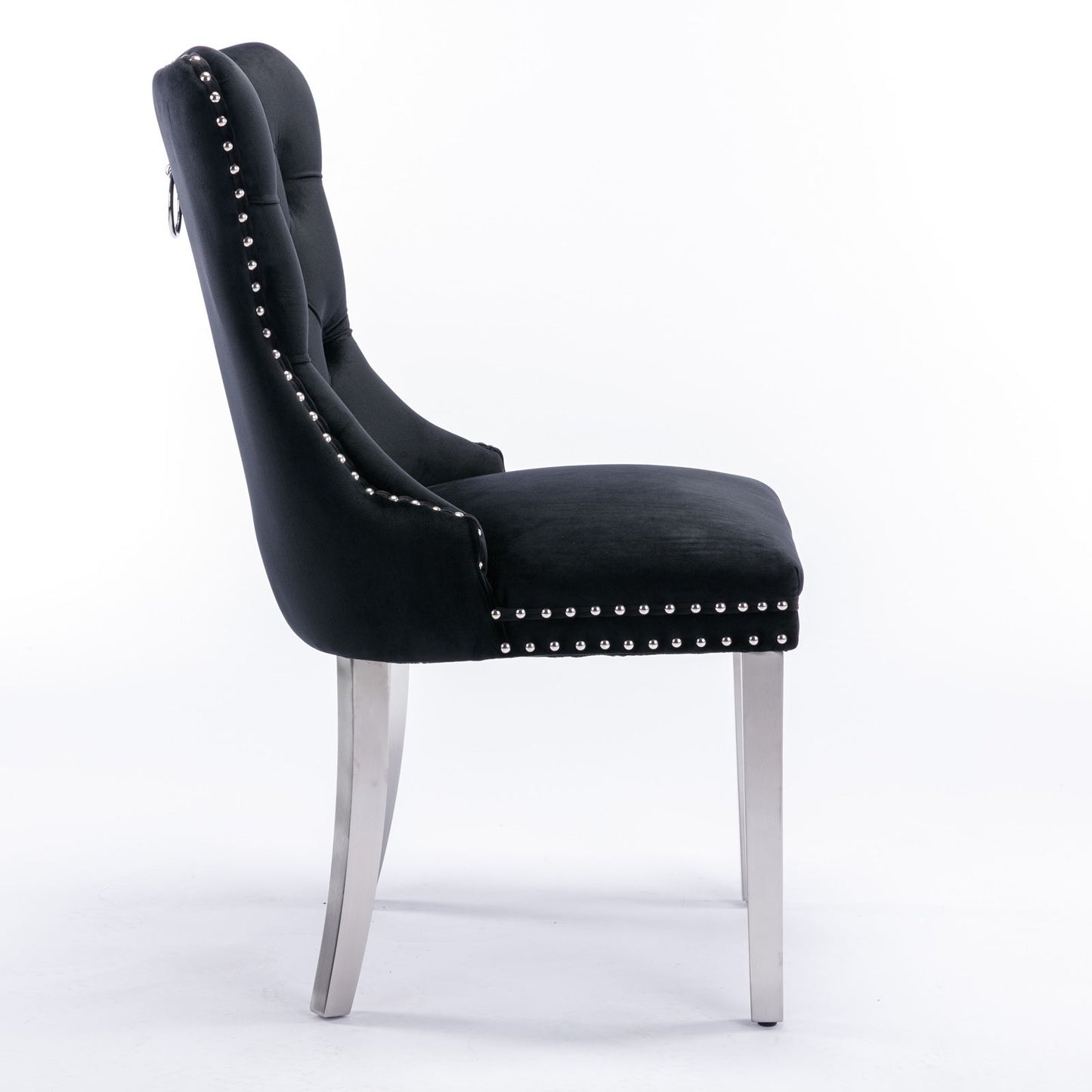 Nikki - Modern, High-End Tufted Solid Wood Contemporary Velvet Upholstered Dining Chair With Chrome Stainless Steel Plating Legs, Nailhead Trim (Set of 2) Home Essentials