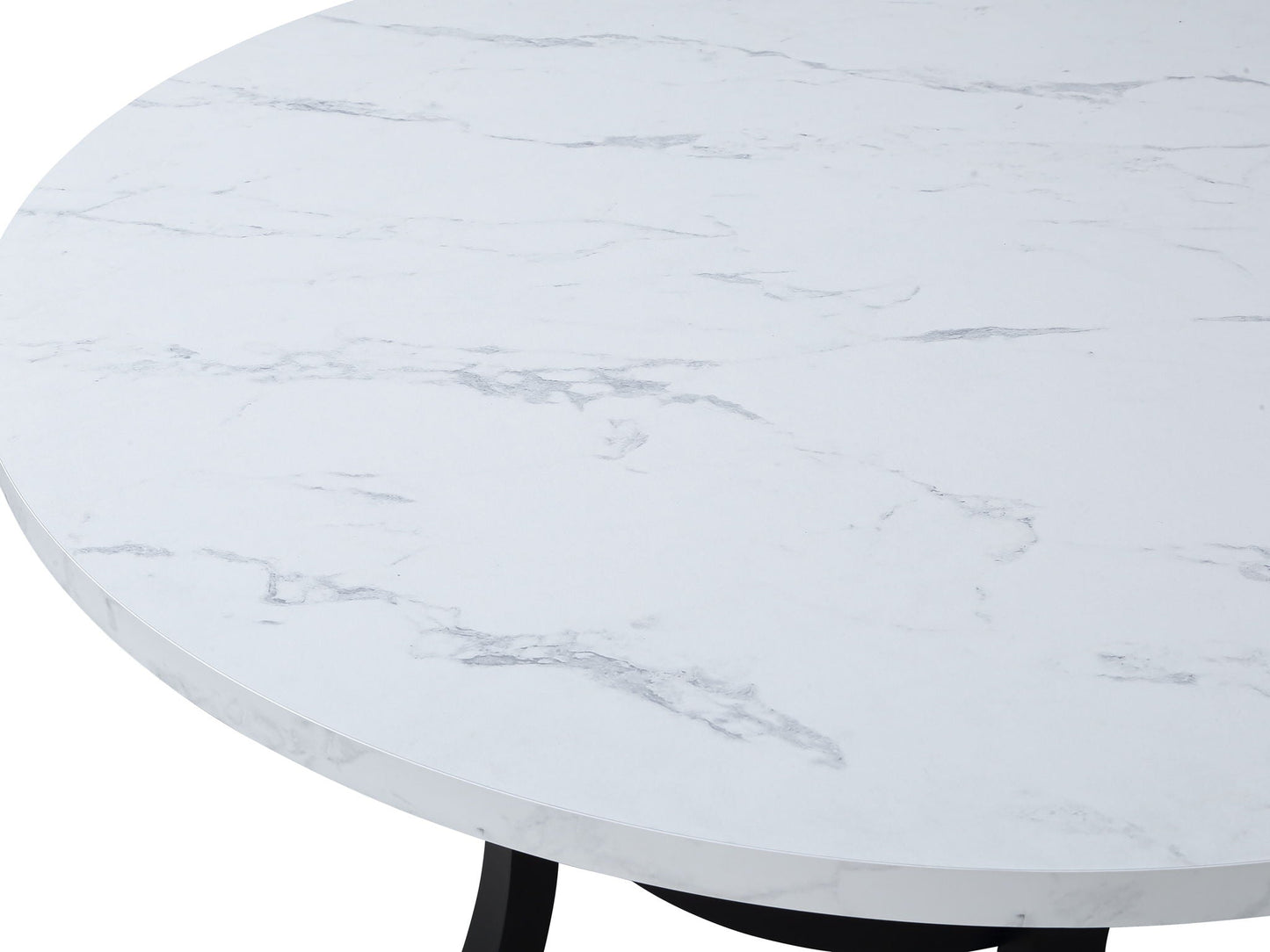 Isla - Round Dining Table - White / Black Crown Mark
