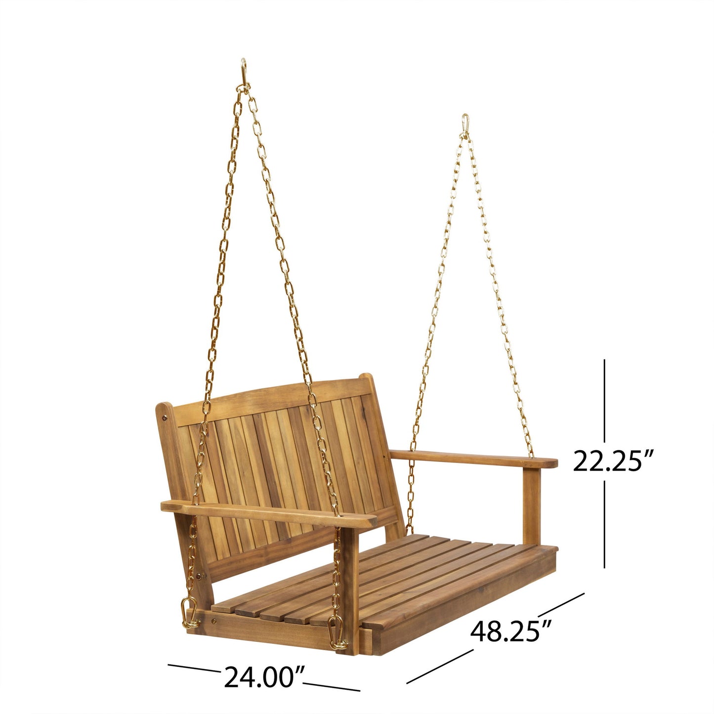 Tambora - Porch Swing Acacia Wood Slat Design Noble House