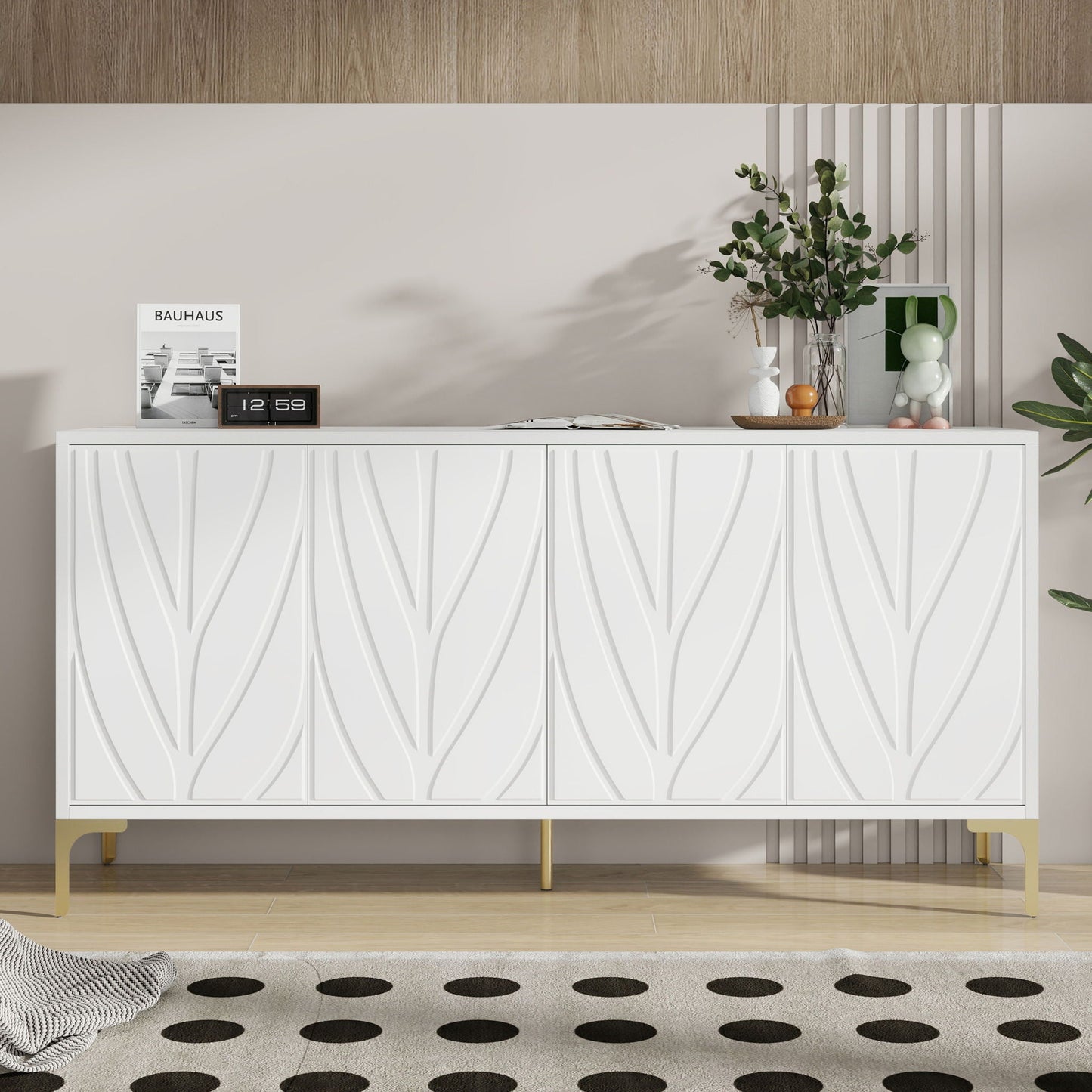 Modern Sideboard Buffet Cabinet With Handleless Press To Open Design With 4 Doors Home Essentials