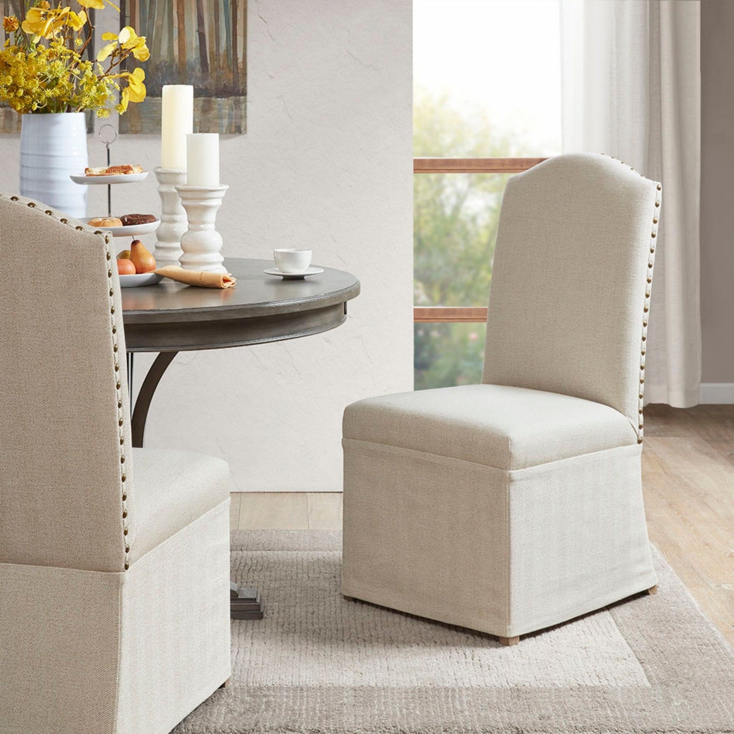 Dining Chair With Skirts (Set of 2) - Beige JLA