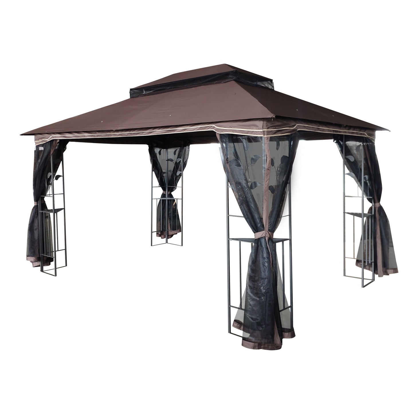 Patio Gazebo Tent With Ventilated Double Roof And Mosquito Net For Backyard Or Garden Home Essentials