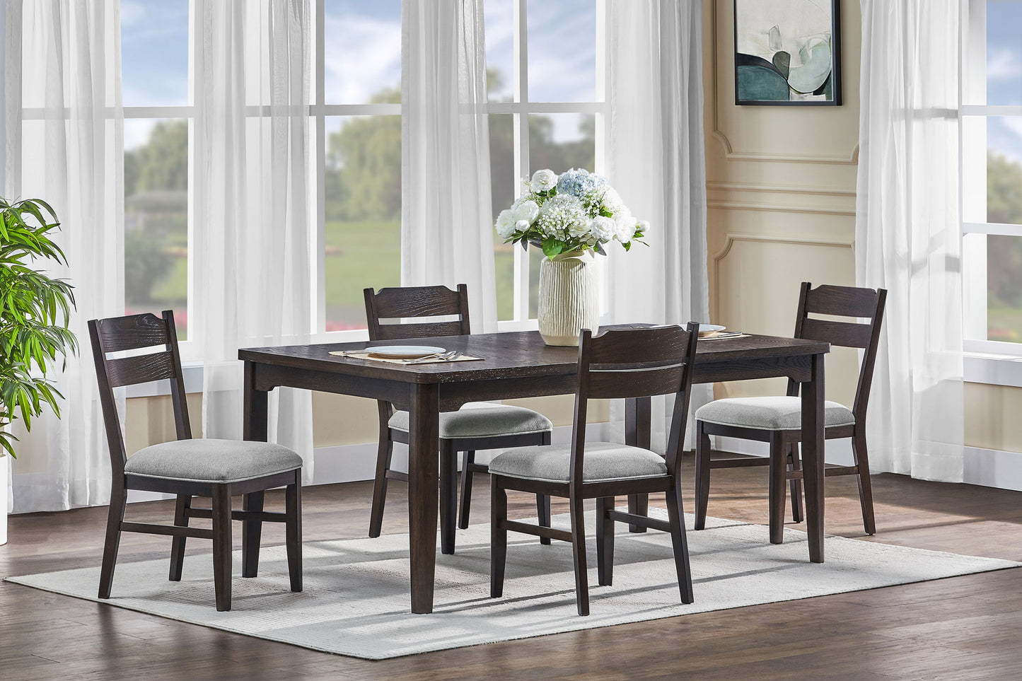Higgins - Dining Table - Dark oak Crown Mark