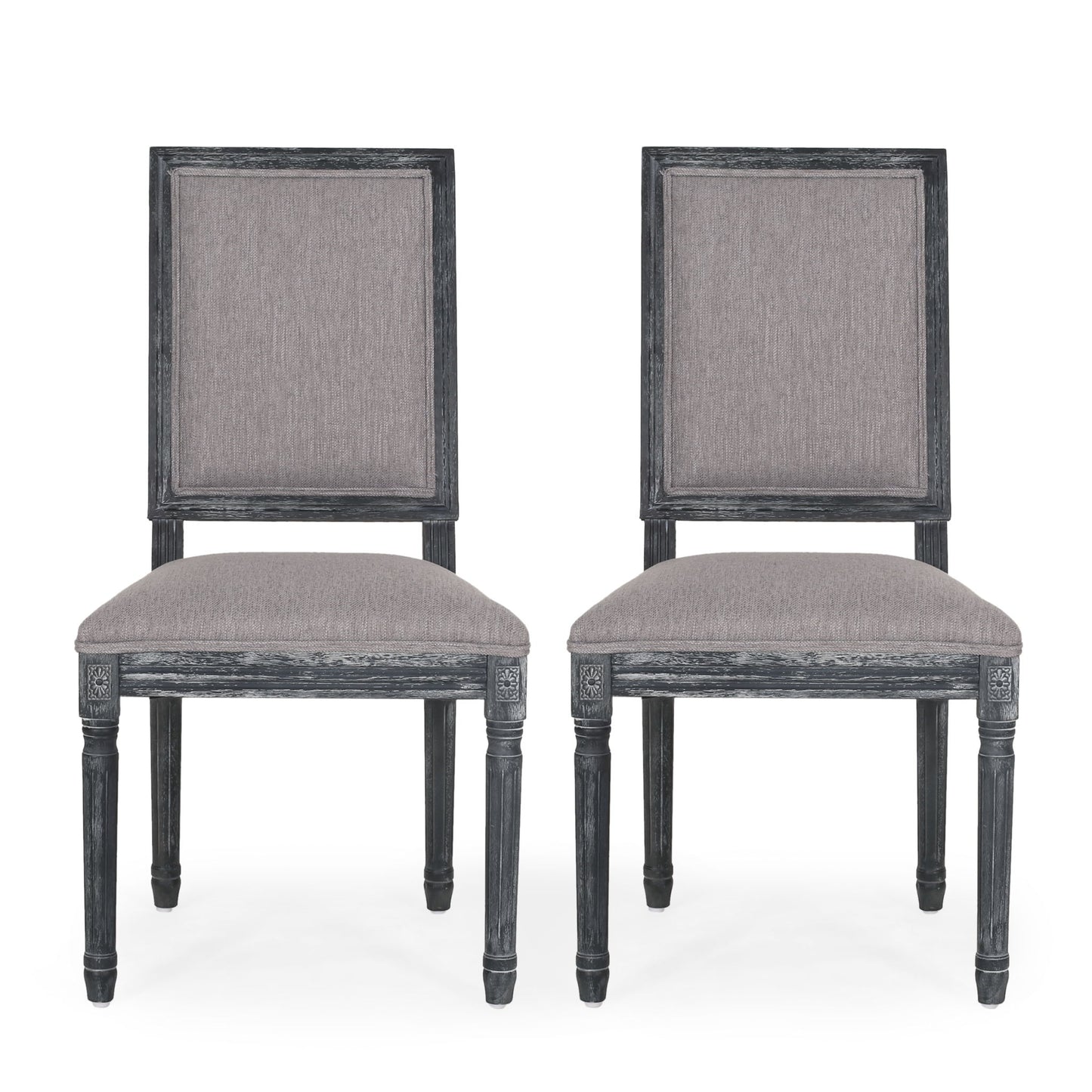 French Country Style Dining Chair With Upholstered Seating And Fluted Legs Noble House