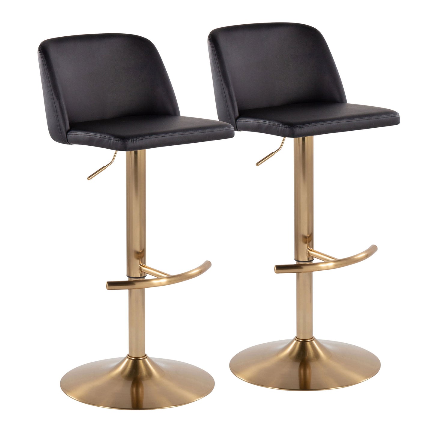 Toriano - Contemporary Adjustable Barstool With Swivel With Rounded T Footrest (Set of 2) Lumi Source