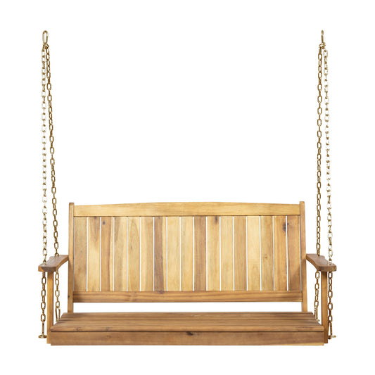 Tambora - Porch Swing Acacia Wood Slat Design Noble House