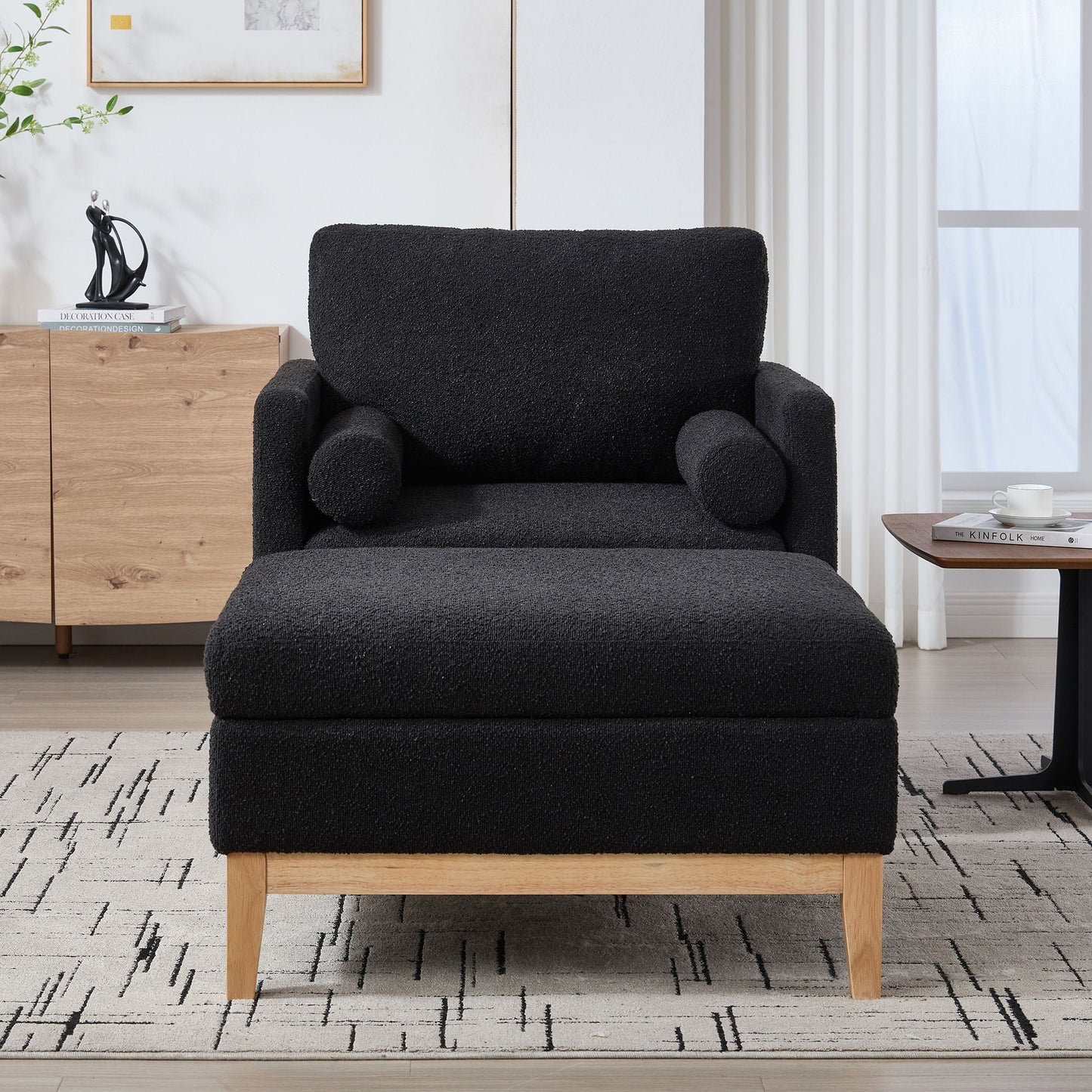 Oversized Swivel Barrel Accent Chair And Ottoman Set With Storage Home Essentials