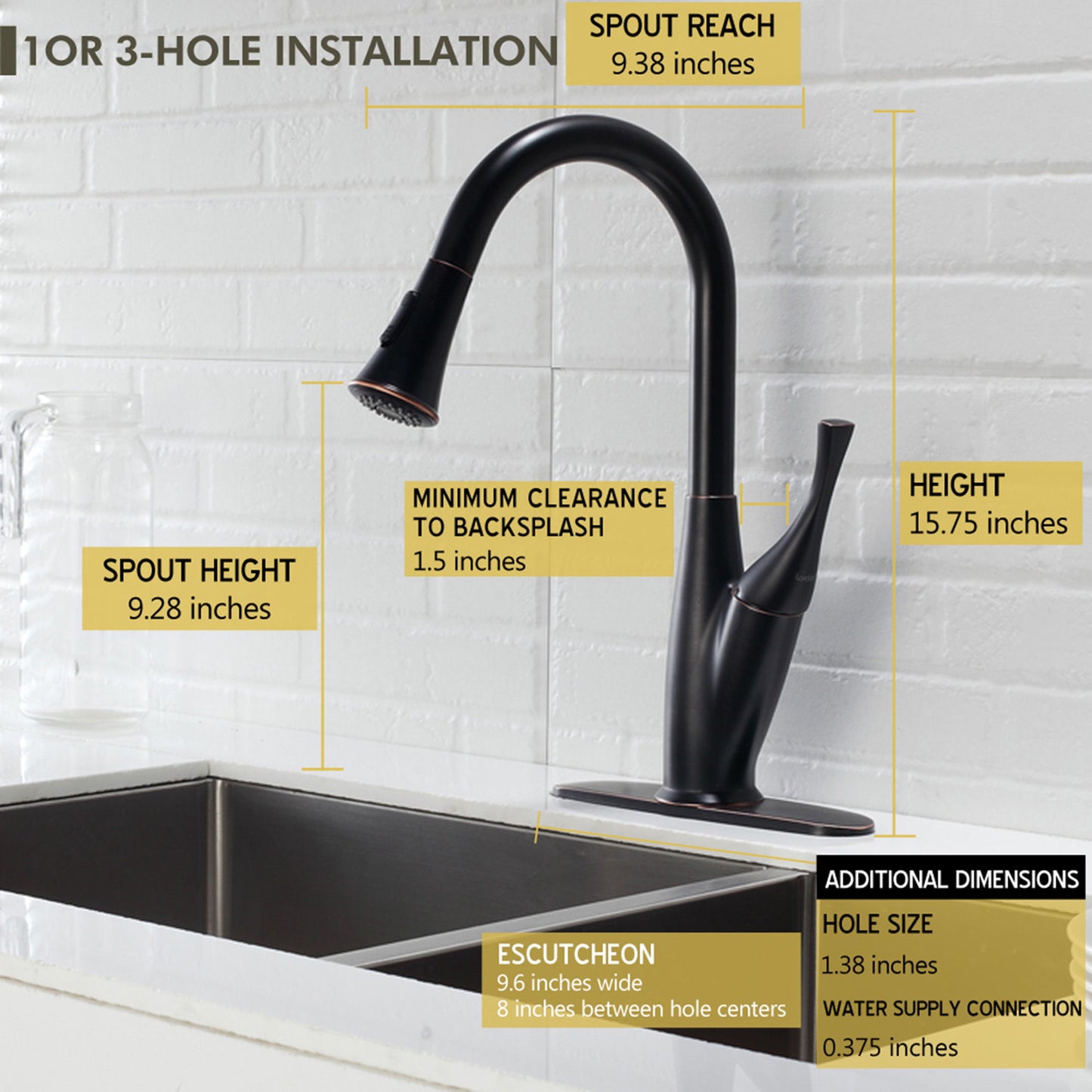 Kitchen Faucet With Pull Out Sprayer - Oil-Rubbed Bronze Daily Nest