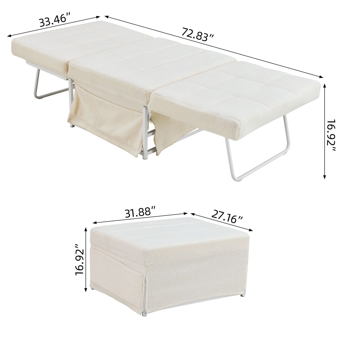 Modern Convertible Sofa Bed 4 In 1 Folding Ottoman Sleeper With Adjustable Backrest Home Essentials