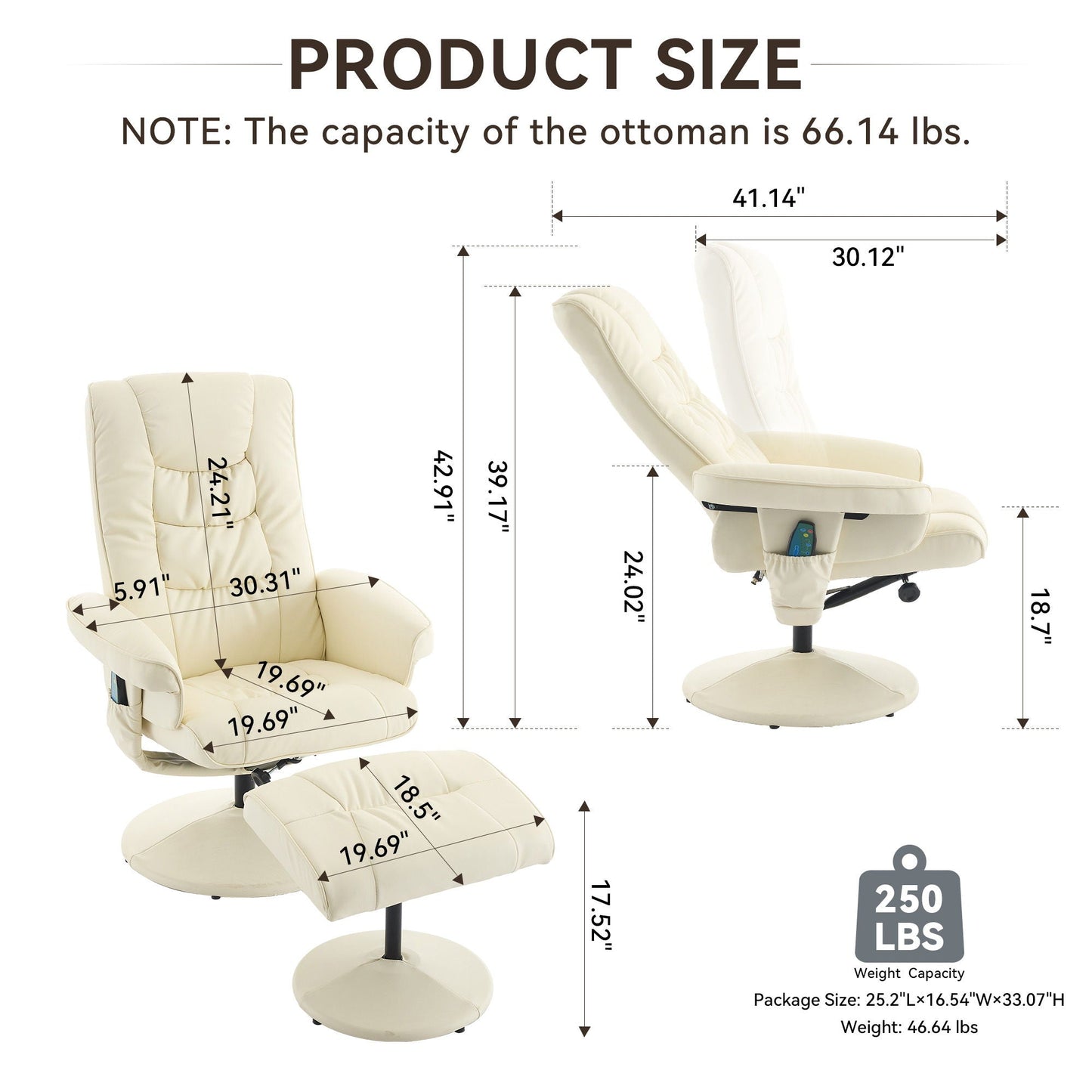 Recliner Chair With Ottoman, 360° Swivel Massage Lounge Chair With 5-Point Vibration & Heated Seat Home Essentials