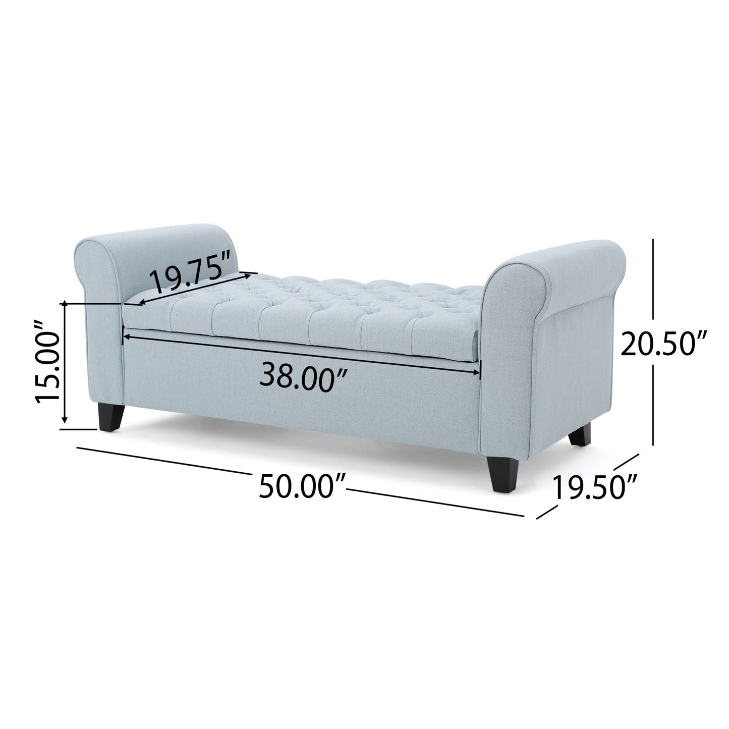Hayes - Contemporary Armed Storage Bench With Rolled Arms And Button Tufting Noble House