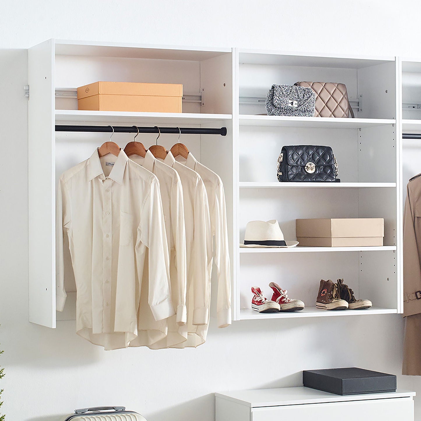 Devi - Wall Mounted Closet System With Modular Units Home Essentials